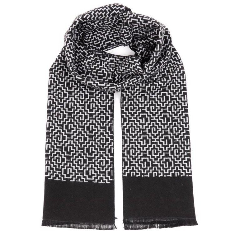 Ciepły szalik męski Cashmere geometryczny SZA-18 czarny
