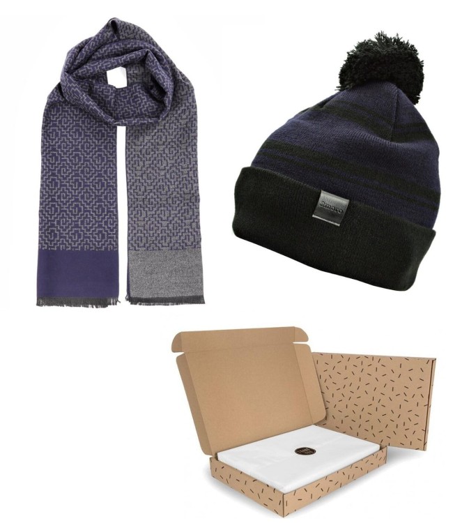 ZESTAW PREZENTOWY dla Mężczyzny - Czapka Zimowa + Szalik Cashmere + eleganckie Pudełko