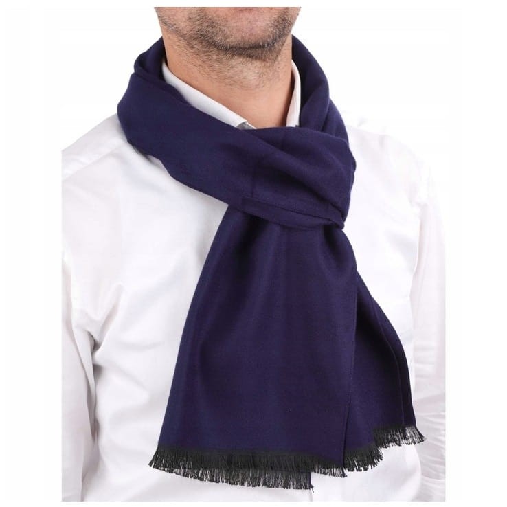 Ciepły Cashmere szalik męski SZA-40 gładki granatowy