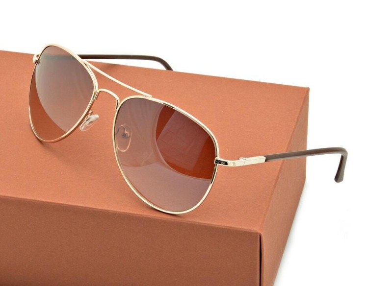 Złoto brązowe Okulary aviator przeciwsłoneczne F-272