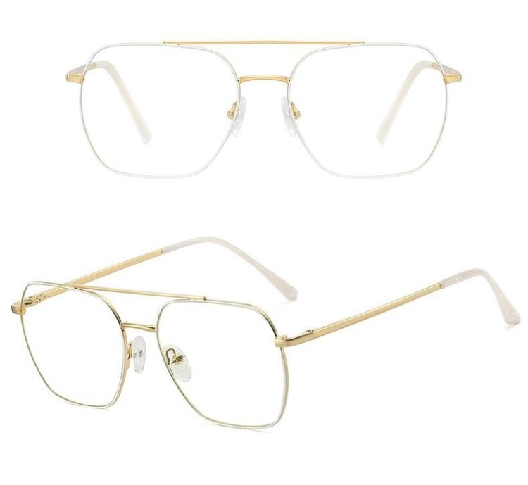 Damskie Pilotki złoto białe okulary zerówki filtr Blue Light do komputera 25104E