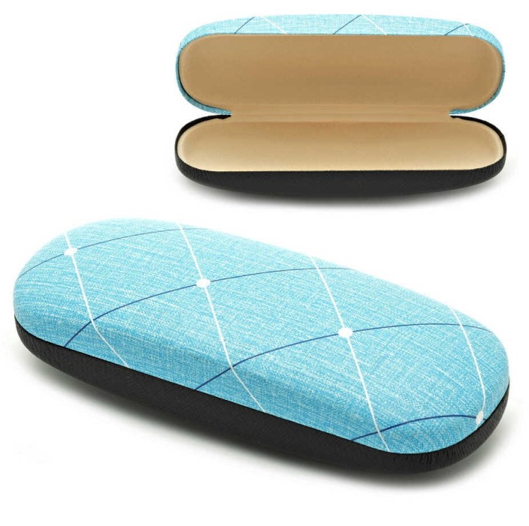 Twarde etui na okulary niebieskie w romby ET-110A