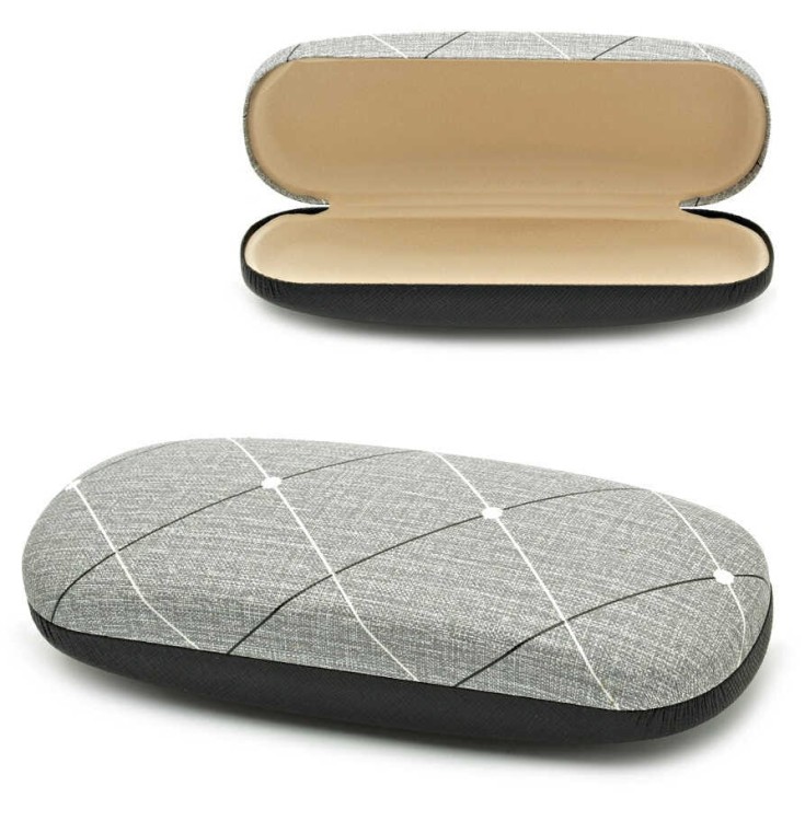 Twarde etui na okulary szare w romby ET-110C