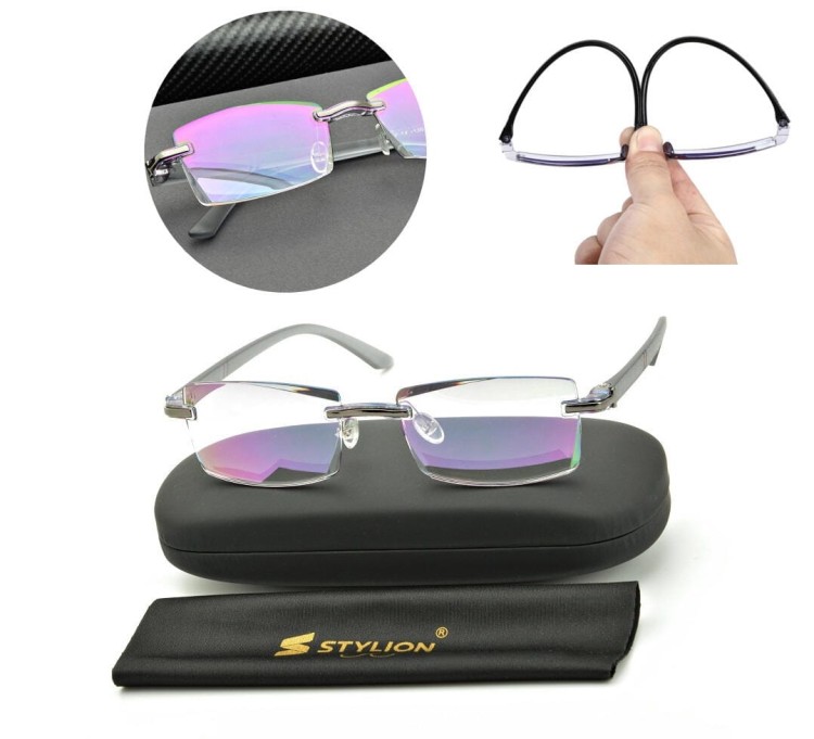 Bezramkowe gotowe okulary Minusy -3.50 przydymione z antyrefleksem ST321