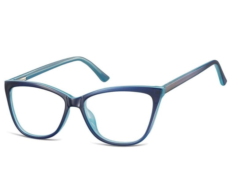 Okulary oprawki optyczne zerówki korekcyjne kocie oczy Sunoptic CP115B niebieskie