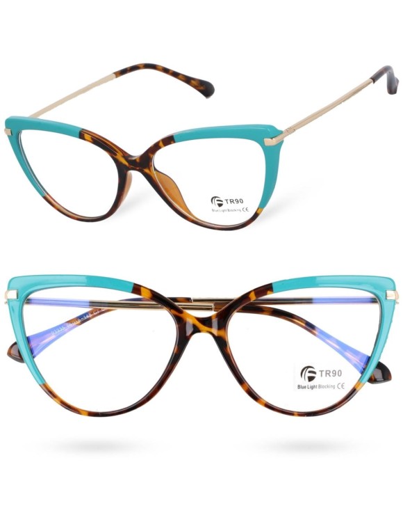Okulary kocie do komputera damskie z filtrem BLUE Light zerówki 2563-6