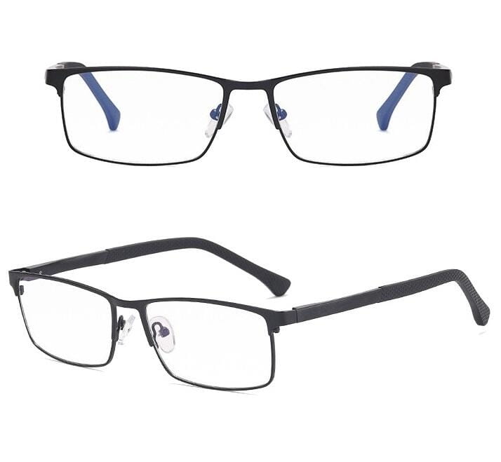 Męskie aluminiowe okulary zerówki do komputera BLUE LIGHT czarne 25125