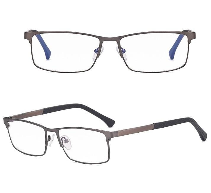 Męskie aluminiowe okulary zerówki do komputera BLUE LIGHT grafitowe 25125A