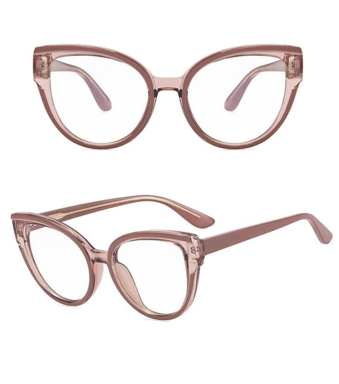Damskie kocie okulary zerówki do komputera BLUE LIGHT na teleskopach 25128B Brudny Róż