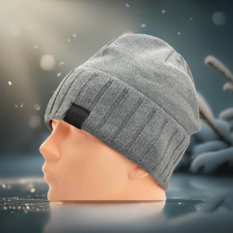 Męska Czapka Zimowa ocieplana polarem - L/XL 2MORO ST-560B kolor szary