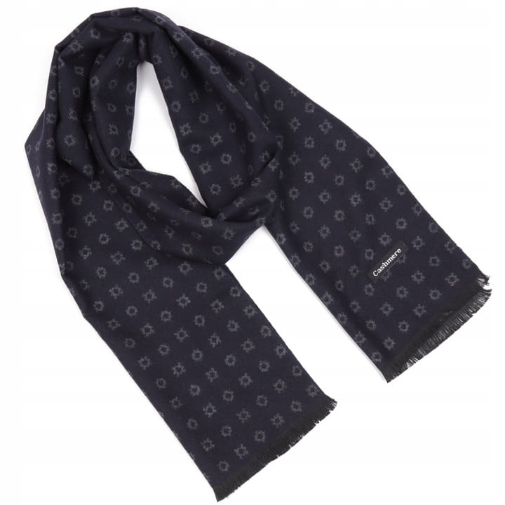 Ciepły Cashmere szalik męski geometryczny SZA-48 ciemny granat