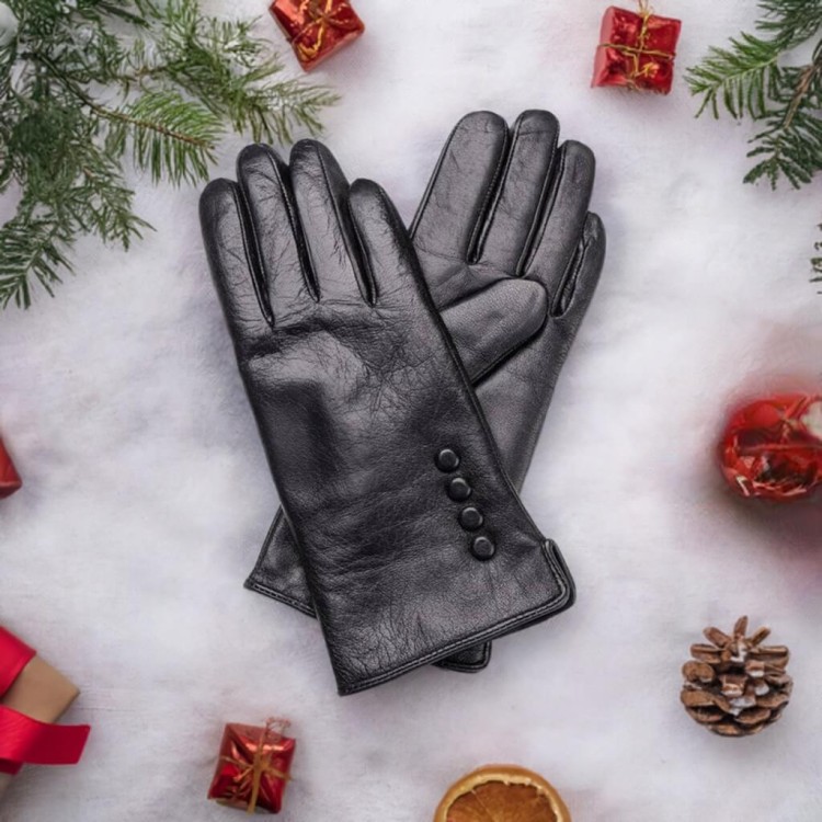 Damskie Rękawiczki skórzane ocieplane 'miś' RKW11B-XL rozm.XL