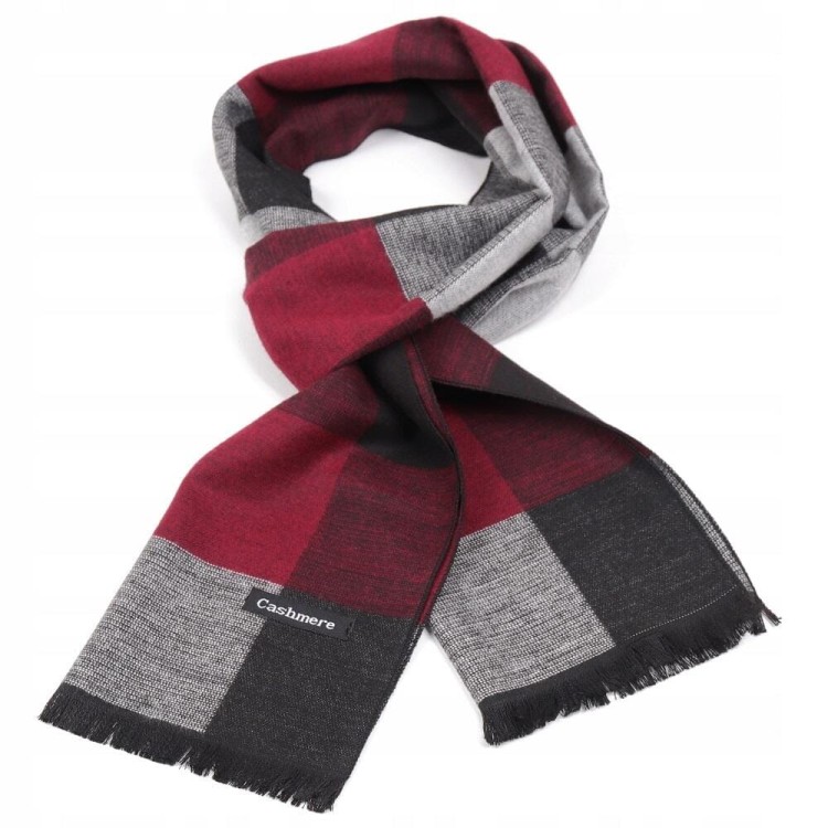 Ciepły Cashmere szalik męski w kratę SZA-52