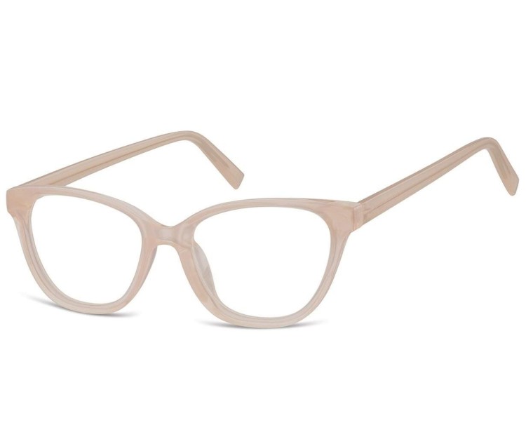 Damskie okulary optyczne zerówki kocie oczy Sunoptic CP117F mleczny beżowy