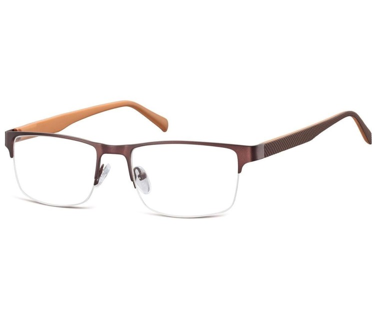 Żyłkowe oprawki korekcyjne zerówki okulary 601B brązowe