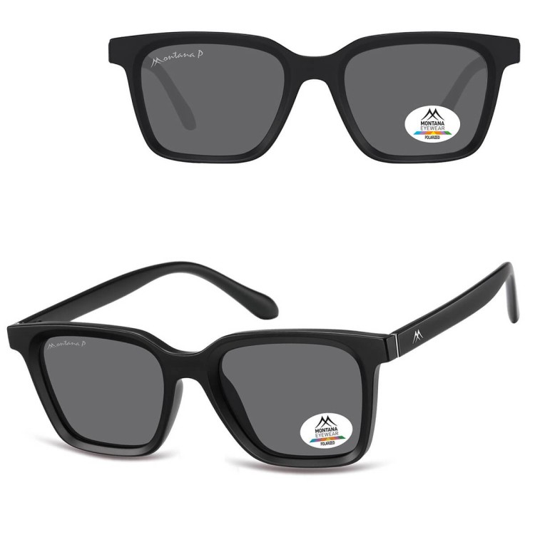 Czarne prostokątne okulary przeciwsłoneczne z polaryzacją MP58