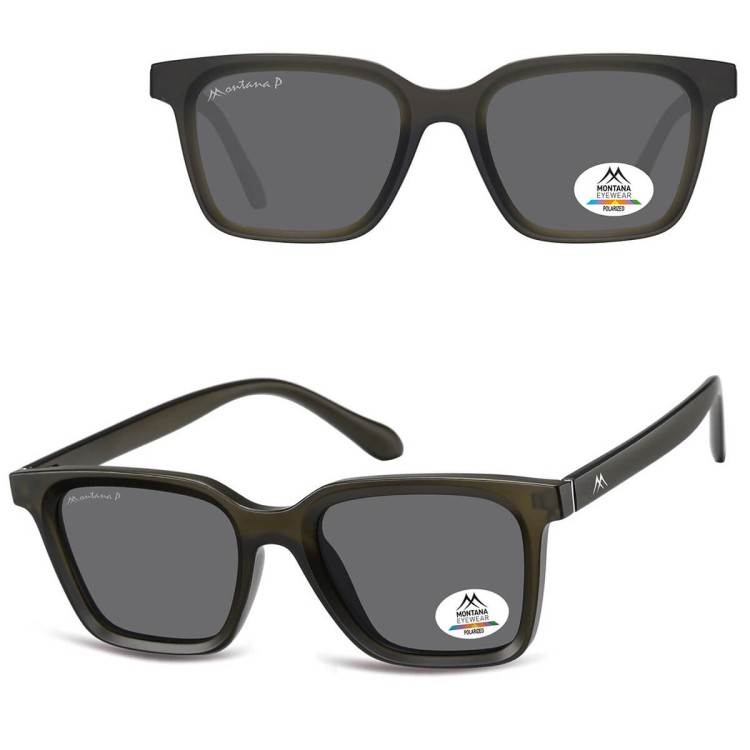 Szare prostokątne okulary przeciwsłoneczne z polaryzacją MP58E