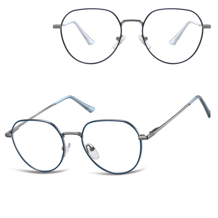 Okulary zerówki lenonki oprawki korekcyjne medium M294E granatowe/srebrne
