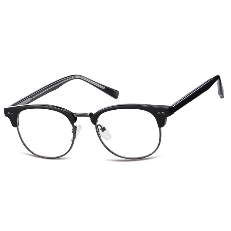 Okulary zerówki owalne oprawki korekcyjne 879B czarny/grafitowy