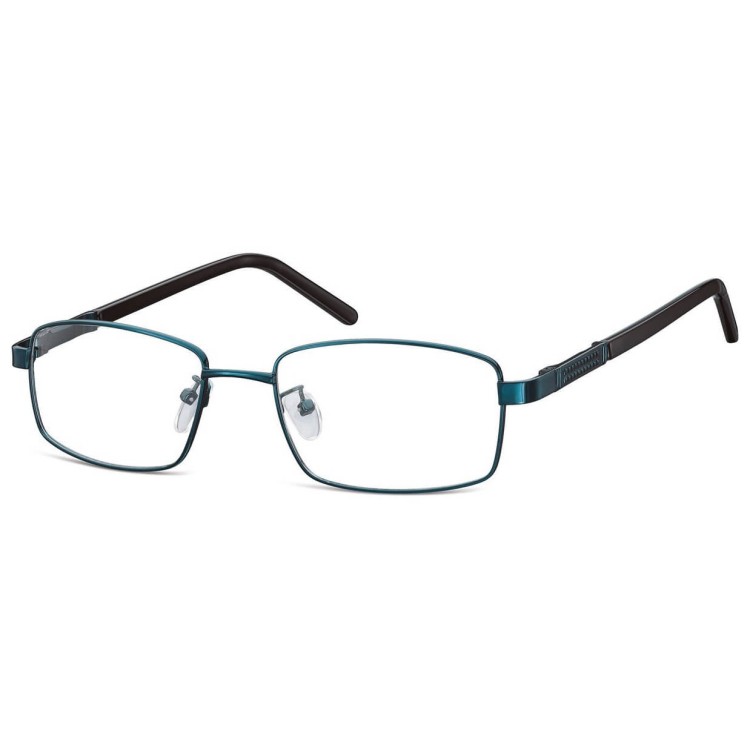 Męskie oprawki korekcyjne zerówki okulary prostokątne metalowe 659E Niebieskie