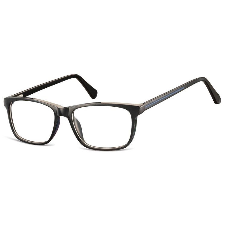 Okulary zerówki acetatowe oprawki korekcyjne prostokątne AC399A czarne