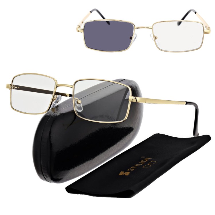 Plusy +4.00 Fotochromowe okulary do czytania z flexami ST342B złote