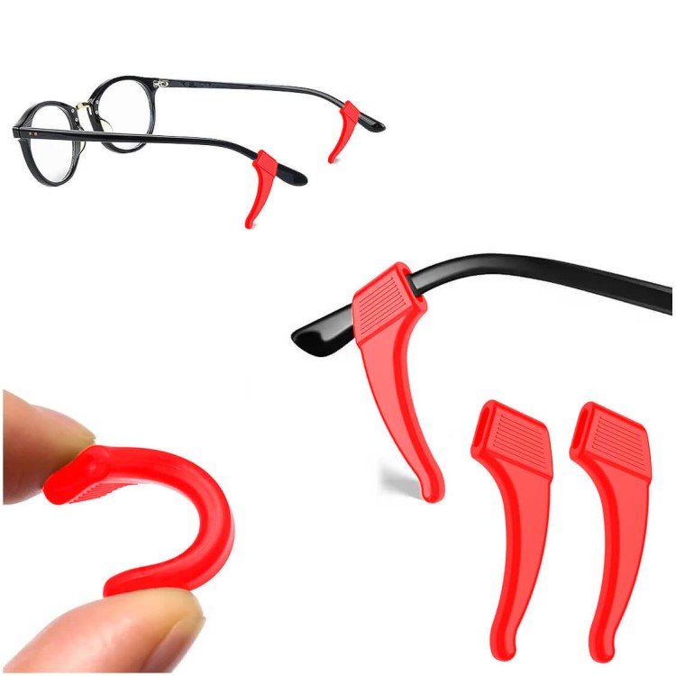 Stopery silikonowe antypoślizgowe na okulary - CZERWONE
