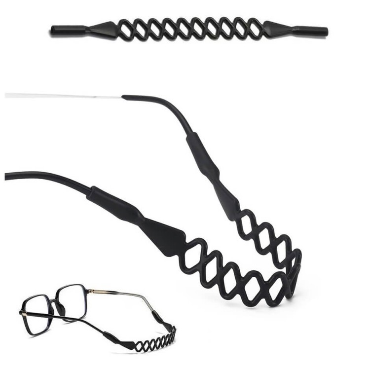 Silikonowy pasek do okularów plecionka - Czarny