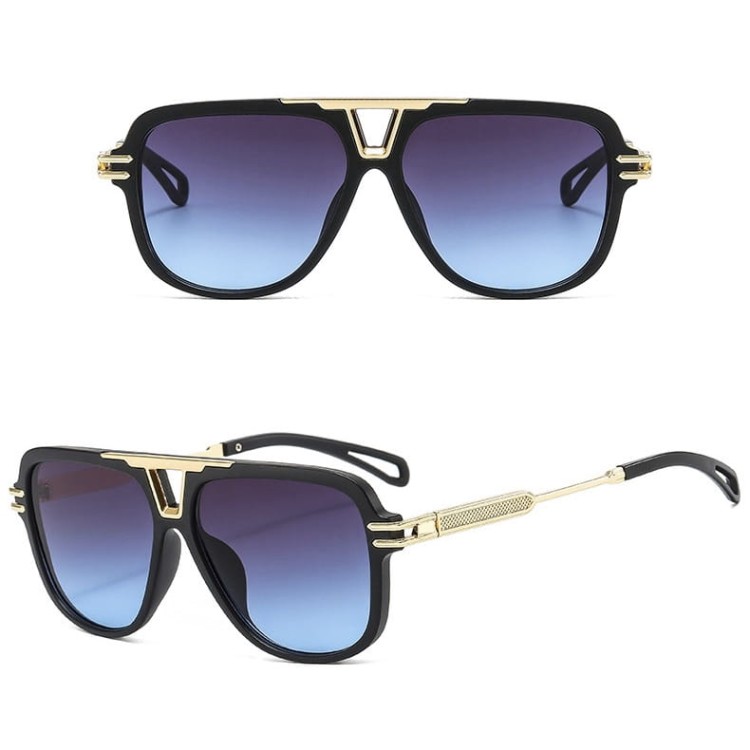 Okulary przeciwsłoneczne pilotki z filtrem UV400 - SKK-07A czarny/złoty