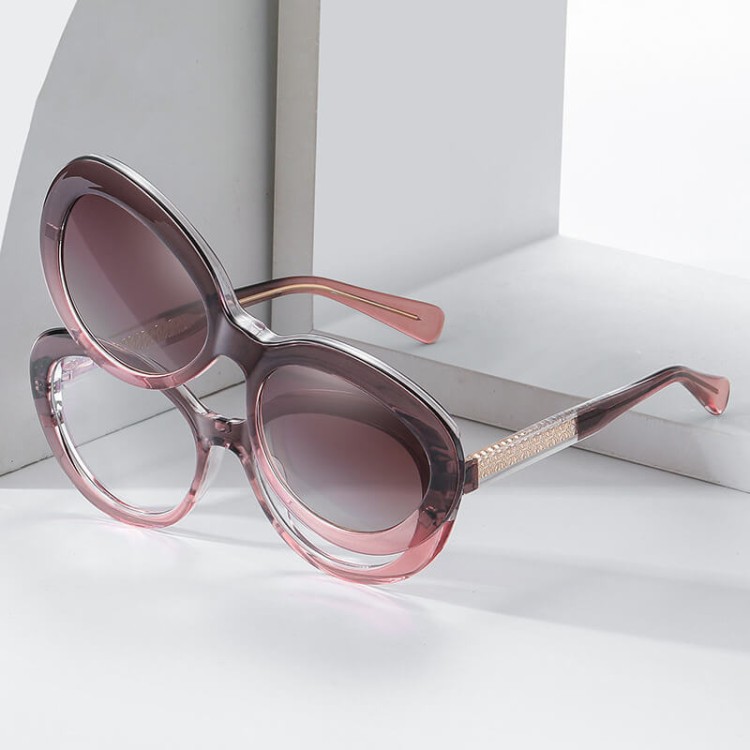 2w1 Okulary damskie do komputera + nakładka przeciwsłoneczna na magnes Clip-On 25174C fioletowe
