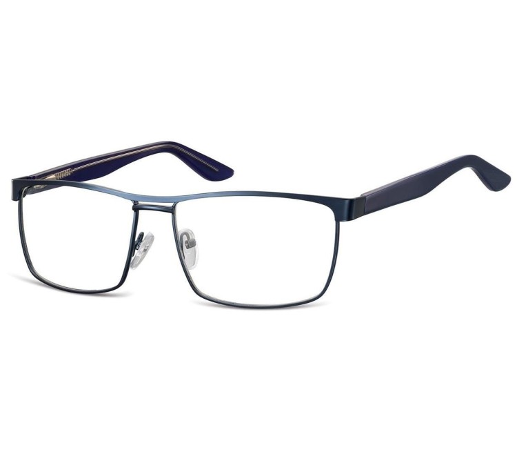 Męskie oprawki korekcyjne zerówki okulary prostokątne metalowe 880A granatowe