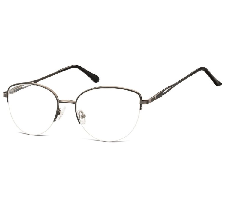 Damskie okulary żyłkowe zerówki oprawki korekcyjne kocie oczy Flex 898E czarno-grafitowe