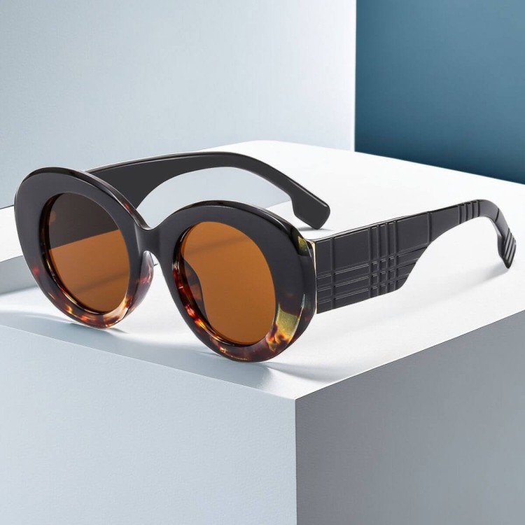 Okulary przeciwsłoneczne z filtrem UV400 STL32D czarny/panterka + akcesoria