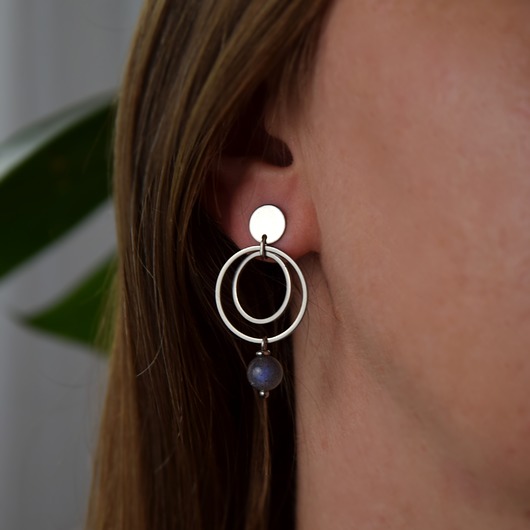 Kolczyki koła labradoryt kółka stal chirurgiczna