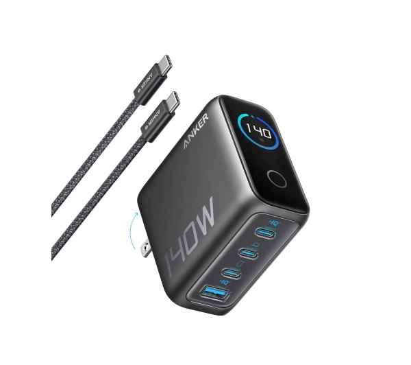 Anker 3xUSB-C USB 140W Czarny + kabel USB-C do USB-C