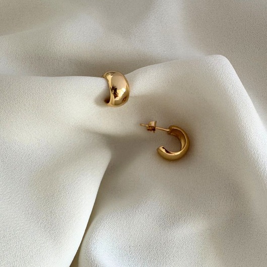 Kolczyki srebrne pozłacane - Półkola szerokie