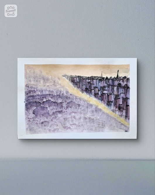 Nowy Jork Central Park miasta akwarela obraz pejzaż miejski 21x30