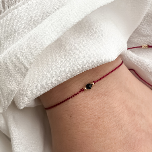 Złota Bransoletka Szczęścia z czarnym turmalinem