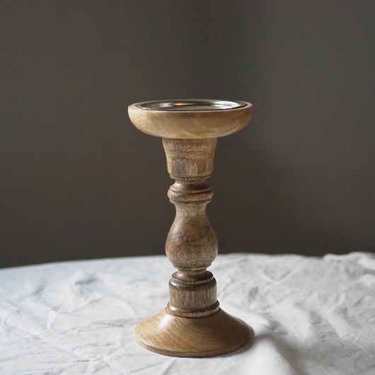 Świecznik drewniany no. 3- naturalne drewno, na świece walcowe