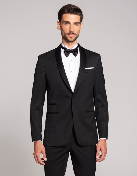 Marynarka smokingowa pellizzano czarny slim fit