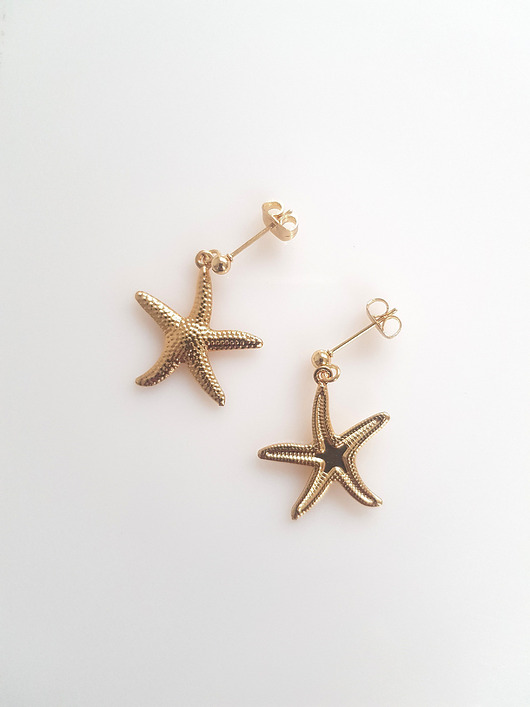 Kolczyki pozłacane Starfish sztyfty