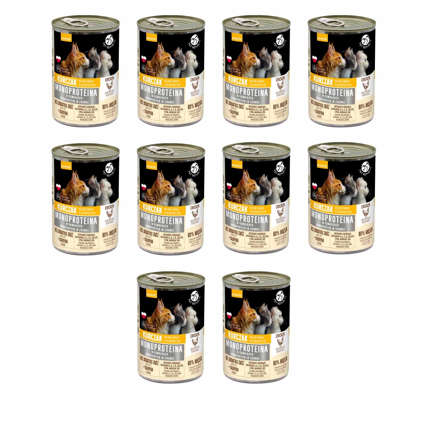Karma monoproteinowa dla kota Pet Republic, o smaku kurczaka, mokra, 10 x 400 g