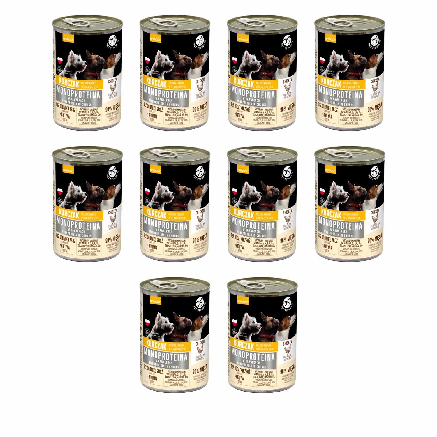 Karma monoproteinowa dla psa Pet Republic, z kurczakiem, mokra, 10 x 400 g