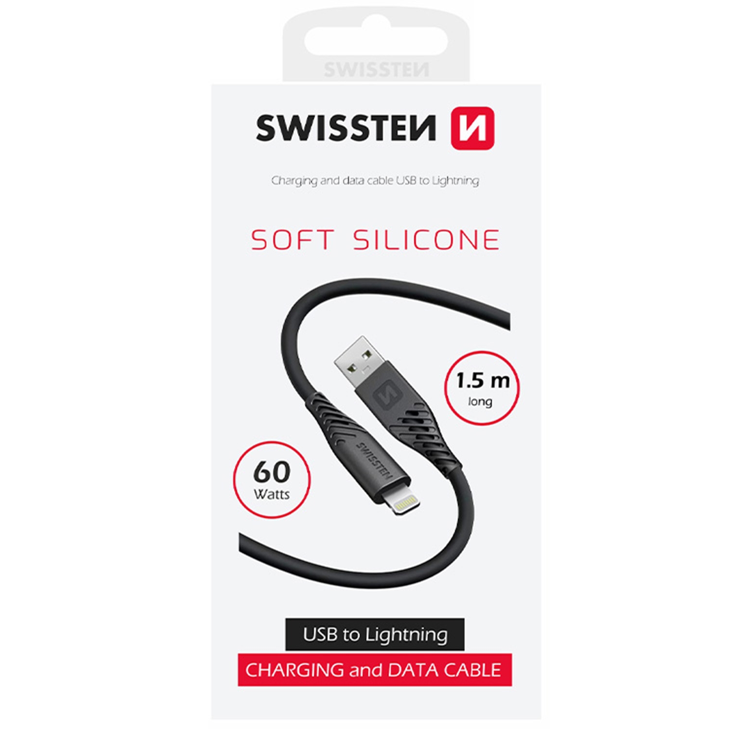 Kabel USB - Lightning Swissten, 60 W, 1,5 m