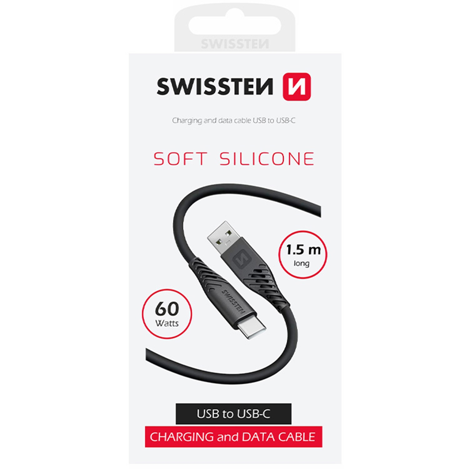 Kabel USB - USB-C Swissten, 60 W, 1,5 m