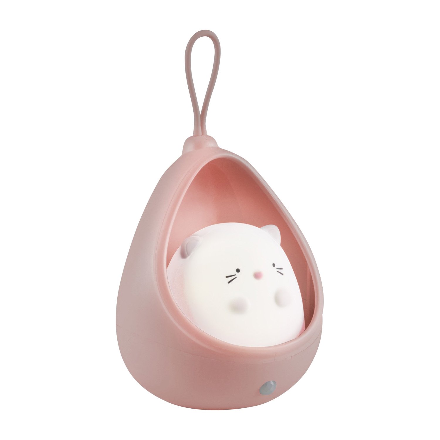 Lampka silikonowa LED Sanico Goldlux, Kitty, różowo-biała, z czujnikiem PIR