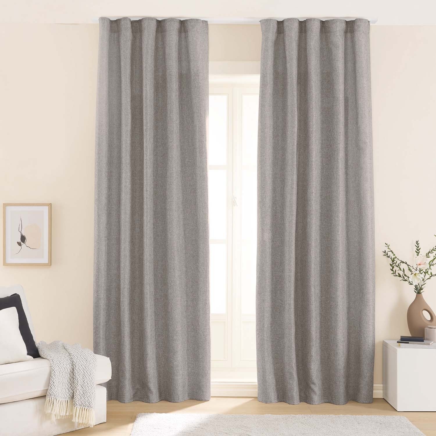 Zasłony strukturalne na taśmie 140 x 250 cm Smukee, 2 szt., brązowe