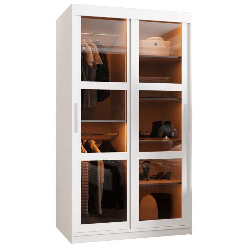 Szafa przesuwna na ubrania do kawalerki DOME 100 czarna biała