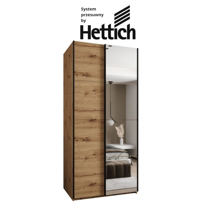 Szafa przesuwna z lustrem wysoka z cichym domykiem, garderoba Lux 3 100 gł. 64 wys. 245,5 szafa na wymiar