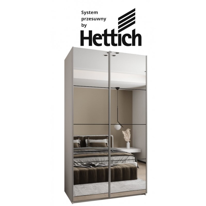 Szafa przesuwna z lustrem wysoka z cichym domykiem, garderoba Lux 2 130 gł. 64 wys. 245,5 szafa na wymiar